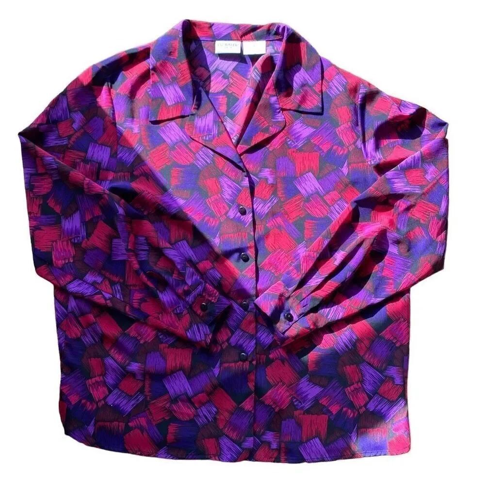 Vintage Pink & Purple Satin Patterned Button Down